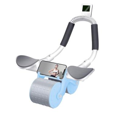 Imagem de Tixahi Roda abdominal com temporizador e tapete de joelho, roda abdominal de recuperação automática para treino doméstico com suporte de cotovelo - equipamento de treino básico para fortalecer o