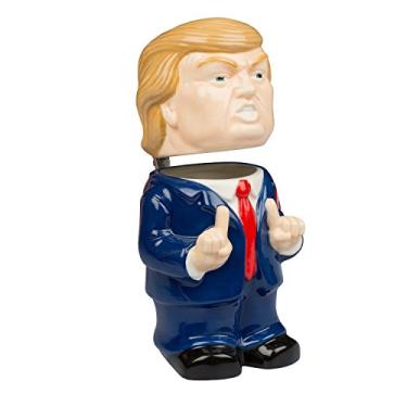 Imagem de Caneca Donald Ceramic 3-D Figural 623.7 g com tampa de estanho Toupee - Caneca extragrande - Make Coffee Great Again- Não endossado pelo Partido Democrata - Presente Republicano Colecionável - Caneca