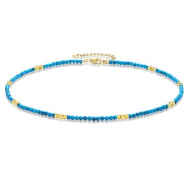 Imagem de Aleasha Colar boêmio turquesa com contas pequenas para mulheres, pedra do mês de dezembro, quartzo, joia feita à mão, Pedra, Quartzo