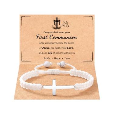Imagem de Tarsus Presentes de batismo/primeira comunhão para meninos/meninas, pulseira cruzada, corda trançada, batismo, comunhão para meninos e meninas, average, Nylon, Sem pedras preciosas