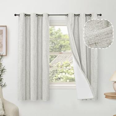 Imagem de Cortinas blackout de linho para quarto de janela estreita, isolamento térmico, bloqueio de luz, privacidade à prova de som, pequenas cortinas para porão, 2 painéis, cinza claro