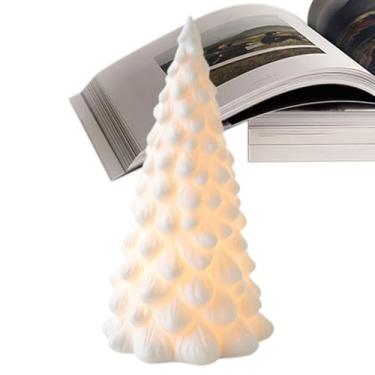 Imagem de Árvore de Natal de cerâmica iluminada, Árvore de Natal de cerâmica branca com luzes - Árvore de natal com luzes,Decorações artificiais de tampo de mesa, ornamento cerâmico exclusivo para peitoril de j