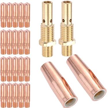 Imagem de Kit de pistola de soldagem MIG Difusor de bocal de ponta 0,035" para Lincoln Magnum 100L Tweco Mini/#1 inclui (pontas de contato 11-35 0,035", bocais de gás 21-50 1/2", difusor de soldagem 35-50)Marvedi dourado BJ641