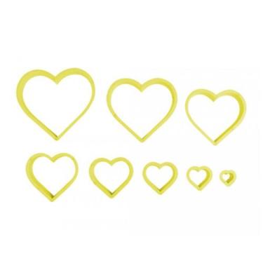Imagem de Kit 8 Cortadores Coração Liso Amarelo para Massas Bluestar - BLUE STAR