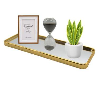 Imagem de Bandeja Decorativa de Vidro Borda Ondulada Retangular Multiuso - FWB, 