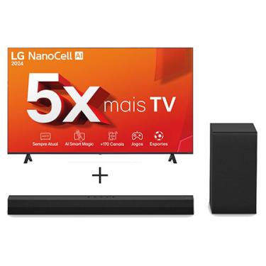 Imagem de Combo Smart TV LG NanoCell AI NANO80 4K de 75" + Soundbar LG S40T - 75NANO80T.S40T
