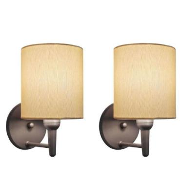 Imagem de Kit/2 Arandela Cilíndrica Md-2009 Base Cinza Cúpula em Tecido 14x15cm 