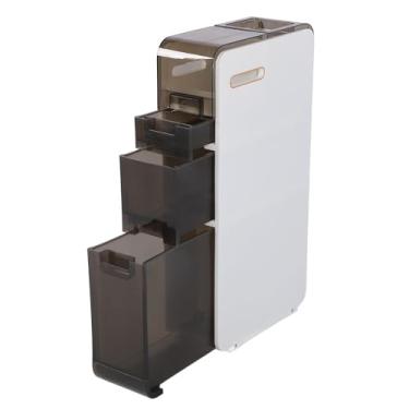 Imagem de Armário de Armazenamento do Banheiro, Caixa de Organizador de Armazenamento Esbelta do Piso Com Rodas de Rolamento Grande Capacidade de Rolamento Prateleiras de Armazenamento de