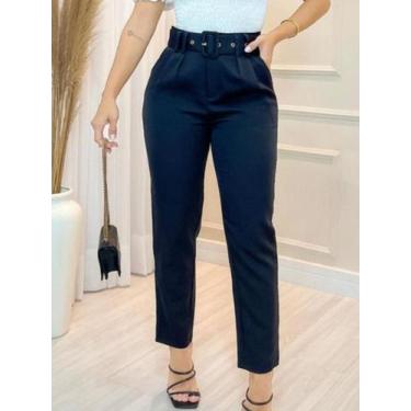 Imagem de Calça Alfaiataria Feminina com Cinto Social Elegante Cintura Alta - JK