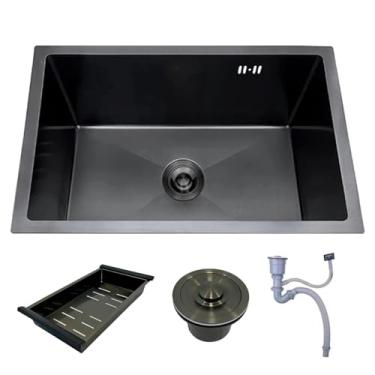Imagem de Cuba Gourmet Cozinha Inox Escovado 304 Completa 50x40 Brinovar (Preta)