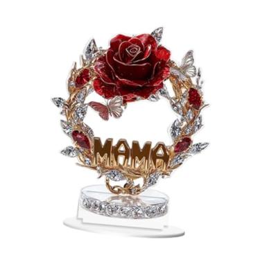 Imagem de WeiLaiKeQi Sinal de acrílico 2D Rose Flor Gift Decoração da mesa de decoração Central Combine com a decoração do dia das mães base para a sala de estar de café, Style C