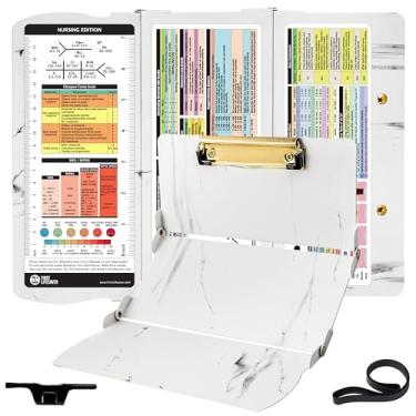 Imagem de First Lifesaver Prancheta De Enfermagem 3 Camadas De Alumínio Dobrável Pranchetas De Enfermagem Para Enfermeiros, Estudantes De Enfermagem E Médicos (Mármore Branco)