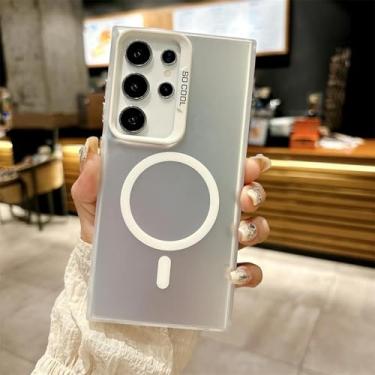 Imagem de HPQWN Capa protetora magnética de luxo para Galaxy A54 5G (para Galaxy A54 5G/branco)