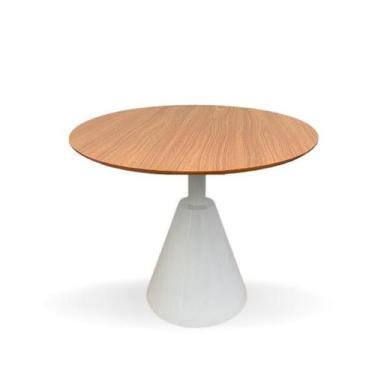 Imagem de Mesa De Jantar Cone Redonda Velt 80 cm Tampo Freijó Base Branca - Pers