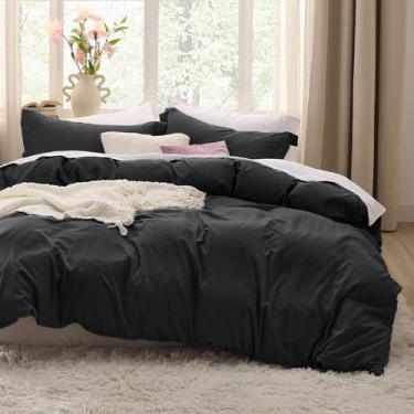 Imagem de Conjunto de capa de edredom Bedsure Black em tamanho real com 2 fronha