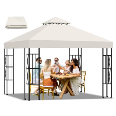 Imagem de Substituição da tampa superior do dossel 25,5 x 25,4 cm, capa de substituição de para-sol de camada dupla para uso ao ar livre em loja, jardim, pátio, quintal, gazebo tenda de substituição bege