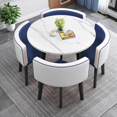 Imagem de Conjunto de mesa e cadeira de bar de café da manhã, mesa redonda de jantar, assento macio para encosto, móveis de estilo moderno, café, cozinha, móveis que economizam espaço, mesas de conferência de