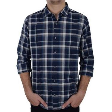 Imagem de Camisa Social Masculina Ogochi ML Xadrez Slim Marinho - 0015-Masculino