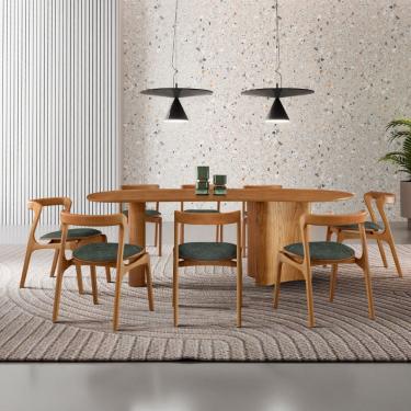 Imagem de Mesa de Jantar Soláris 220cm Madeira Tampo Laminado Orgânico com 8 cadeiras Solaris