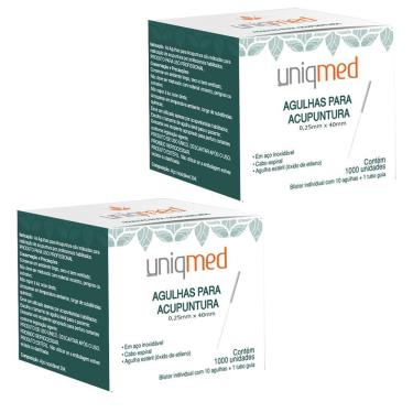 Imagem de Agulha Para Acupuntura 1000Un 0,25X40Mm Kit 2Cx Uniqmed