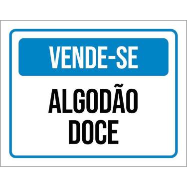 Imagem de Placa Sinalização - Vende-Se Algodão Doce Azul 18X23