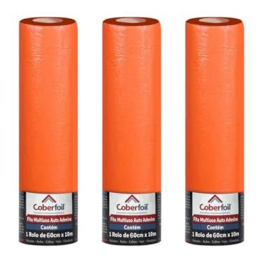 Imagem de Kit 3 Manta Asfáltica para Telhado 60cm x 10m Autocolante Cor Terracota Telha Cerâmica Barro Fita Multiuso Adesiva Metalizada Refletiva Alta Resistência com Asfalto Modificado Vedação Trincas Calhas