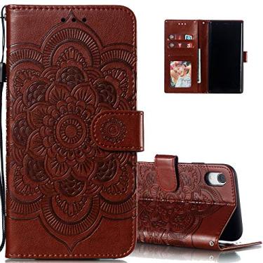 Imagem de LEECOCO Capa para iPhone XR Mandala Embossing Luxury PU Leather Flip Notebook Carteira Estilo Livro Suporte Magnético Slot para Cartão Folio Bumper Capa de Proteção para iPhone XR 6,1 polegadas