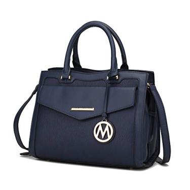 Imagem de MKF Bolsas de ombro femininas – Bolsa de bolso de couro PU, bolsa de pasta – alça transversal, alça superior, Azul marinho Alyssa