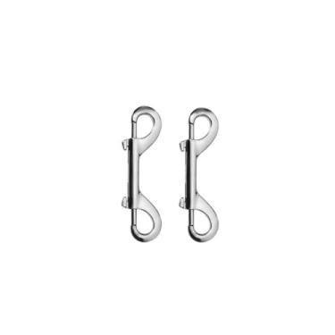 Imagem de LuoQiuFa 2 peças de pressão de extremidade dupla, clipe de metal de gatilho de liga de zinco, ganchos de pressão de extremidade dupla prata para coleira de cachorro de estimação, porta-chaves