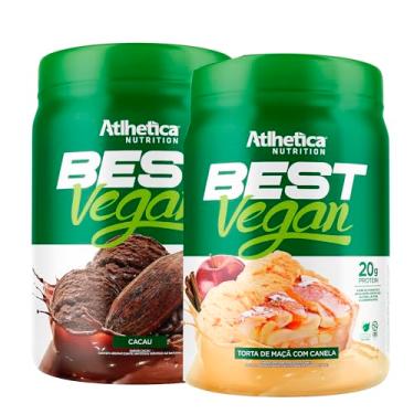 Imagem de Kit 2x Best Vegan 500g - Formula Blend Vegano - Proteina da Ervilha e Arroz Atlheticanutritioon (2x Potes 500g, Cacau/Torta de Maça com Canela)