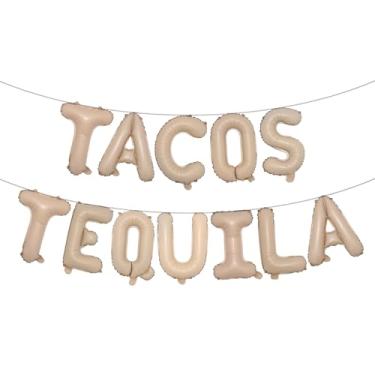 Imagem de Balão de tacos e tequila, faixa de taco multicolorida para festa de taco mexicana/terças-feiras de tacos/festa de tequila/festa/decorações de aniversário (TACOS TEQUILA Caramelo)
