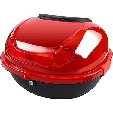 Imagem de LILINWAN Caixa superior de motocicleta, caixa de armazenamento com trava superior para bagageiro com peças de montagem para scooters/motocicletas/bicicletas elétricas (vermelha)
