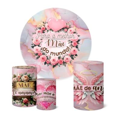 Imagem de Trio Capas Cilindro + Painel Redondo Sublimado 1,50m Dia Das Mães (K1MAE019)