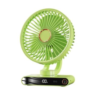 Imagem de Wswqop Ventilador de mesa portátil 5 velocidades ajustáveis ​​multifuncionais com fã de refrigeração pessoal da luz noturna para o verão interno de verão ao, Verde