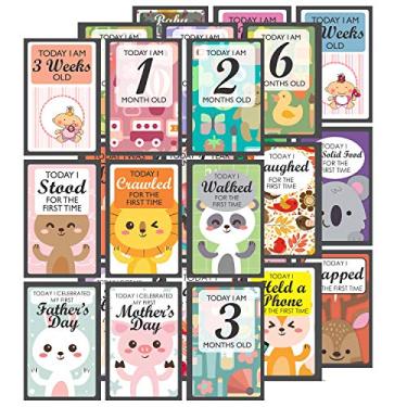 Imagem de exciting Lives - Cartões de marco do bebê: presente para novos pais, chás de bebê, recém-nascidos presente de aniversário, nascimento do bebê - conjunto de 27 (cartões de 0 a 6 meses)