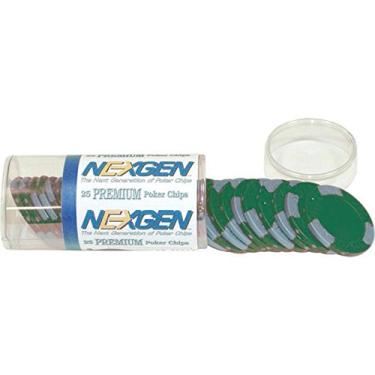 Imagem de Trademark Poker 25 fichas de pôquer Nexgen Las Vegas em tubo de varejo (verde)