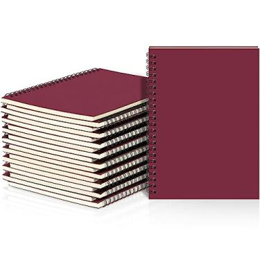 Imagem de Yahenda Caderno espiral a granel A5 forrado com 21 x 14 cm, papel de composição para escrita, pequeno bloco de notas, caderno para estudantes, escritório, negócios, material escolar (vinho, 18 peças)