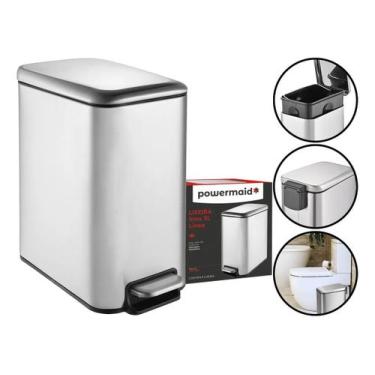 Imagem de Lixeira Inox Linea Retangular De Pedal 5 Litros Cesto Lixo - POWERMAID