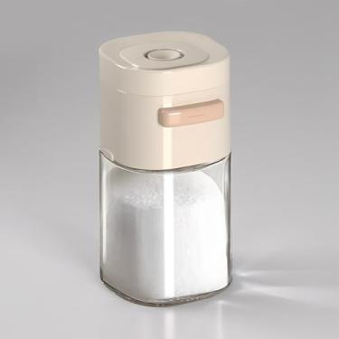 Imagem de Izzydodo Dispensador de recipiente de açúcar de vidro de 181 g para controle de coqueteleira com tampa para café, chá e cozimento (bege)