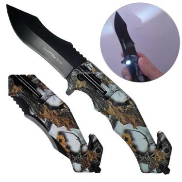 Imagem de Canivete com Lanterna, Quebra-Vidro, Cortador de Fios e Trava de Segur