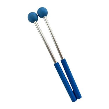 Imagem de TTETTZ 2Pcs Percussão Baquetas Cabeça de Borracha 8,66 Polegadas Leve Haste de Metal Tambor Martelos para Meditação Palco Performance Marimba, azul
