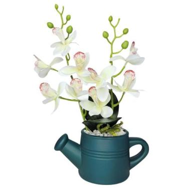 Imagem de Arranjo de Flores Artificiais com Caixa de MDF (29cm) - Goryane, Verde