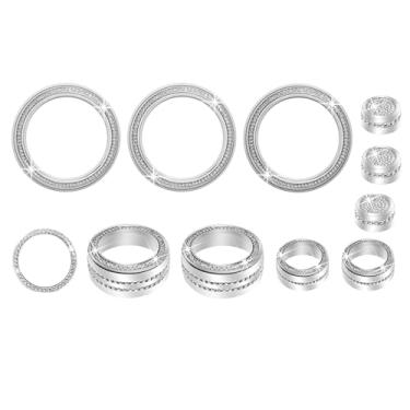 Imagem de SENSHINE Tampa do botão de controle climático AC para Nissan Sentra 14ª geração 2025 2024 2020-2023 Volume Tune Air Vent Outlet Ring Cover Engine Start Stop Button Trim Ring, 11 peças (Bling)