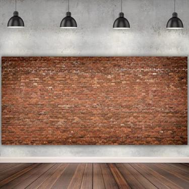 Imagem de DORCEV 3,7 x 2,4 m de parede de tijolo vermelho antigo para fotografia rústica vintage tijolo parede festa pano de fundo banner para crianças chá de bebê adultos festa de aniversário papel de parede