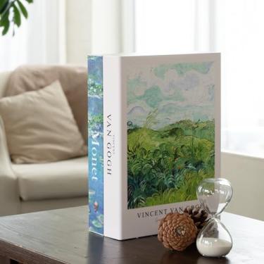 Imagem de Caixa organizadora de cabos decorativos em forma de livro – Caixa organizadora de cabos expansível com fecho magnético para casa e escritório (Gogh Monet, grande)
