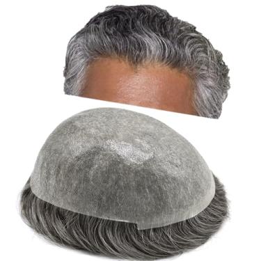 Imagem de SINGA HAIR Peruca De Substituição Para Perucas Cabelo Humano, Pele Sintética, Masculinas Transparentes Com Laço Em V, Unidades Ultrafinas 0,06 Mm #1B30, Preto Natural + 30% Cinza