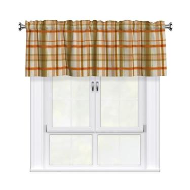 Imagem de Cortinas xadrez para janelas laranja country xadrez sanefas de cozinha para janelas decoração de outono cortinas para janela boho sala de estar banheiro 137 x 45 cm