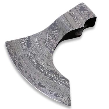 Imagem de Machado viking de damasco feito à mão, machado de picar, machado de acampamento ao ar livre para divisão de madeira e cabeça de acender apenas (vk2039)
