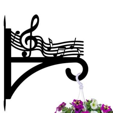 Imagem de peacoblue Ganchos de ferro para pendurar plantas internas ao ar livre, vasos de samambaias, lanterna, alimentador de pássaros, 30 x 35 cm, suporte de parede de metal resistente ao clima para varanda,