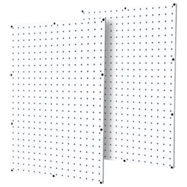 Imagem de WallPeg PEGBOARD Painel Peg Board Plástico Pegboard Kit 61 cm x 61 cm (2, Branco)
